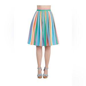 ModCloth multi color striped cotton  skirt size XlArge pink blue green pur
